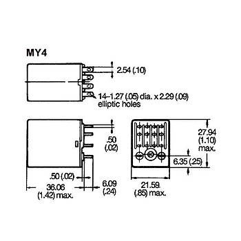 5A 4CO (4PDT) Kontakl Genel Amal Rle MY4IN 220/240VAC