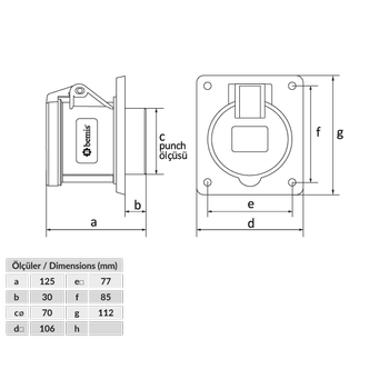 4x63A Makine Priz Pilotlu IP44 BC1-4504-2413