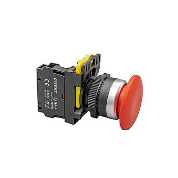 A1-01M 40 mm Kayc Stop Mantar Buton Krmz