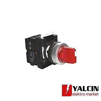 220V Led Işıklı Kalıcı 1NC  0-1Mandal Buton -  Kırmızı A5-01XD