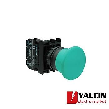 22mm 1NA Kontakl Kafa ap:40mm Yayl Mantar Yeil Start Butonu  B100MY