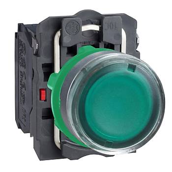 22 mm 220-240v   Yeşil  Sıva Altı Işıklı Yaylı Buton 1NA+ 1NK XB5AW33M5