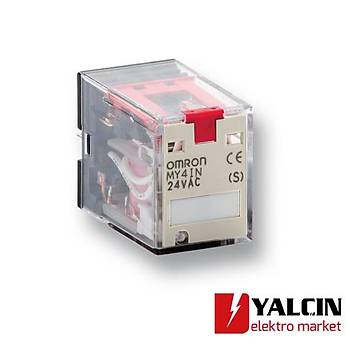 Rle, soketli, 8 pinli, DPDT, 10 A, mekanik indikatr, LED & kilitlenebilir test switchi 24 VDC OMR-MY2IN24VDC