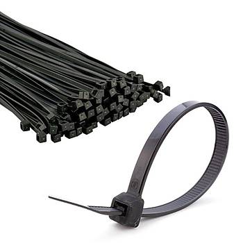250X4,8 Siyah Plastik Cırt Kelepçe Kablo Bağı
