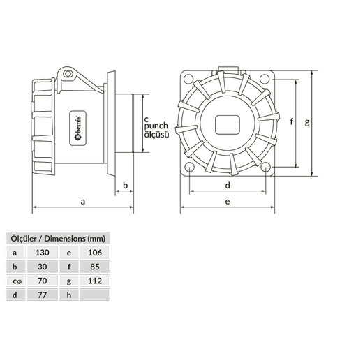 5x63A Makine Priz Pilotlu  IP67 BC1-4505-7413