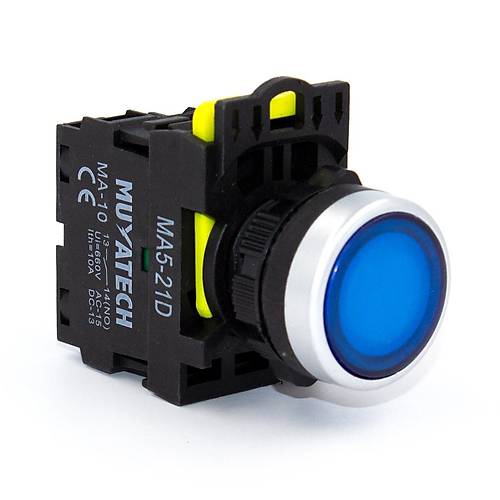 Mavi 220V Ikl Yayl  Start Butonu (1NO Kontakl) - MA5 - 21D