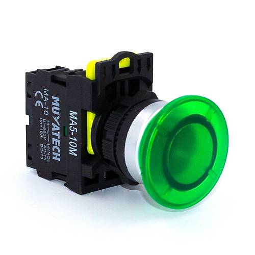 22mm Kayc Yeil 1NO Start Mantar Buton - MA5 - 10M