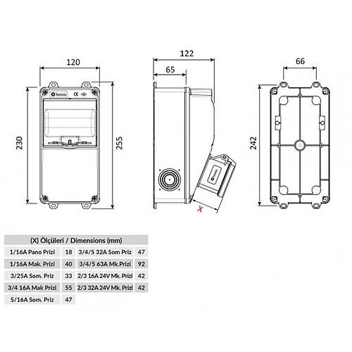 Bemis V5 Kombinasyon Kutusu 1/16A. 220V. 2 Ad. n BD1-2202-0000