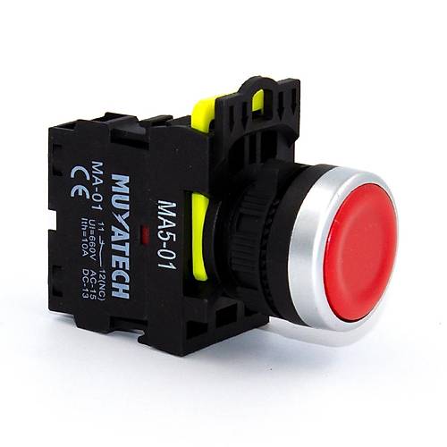 Krmz 22 mm Yayl Stop Butonu (1NC Kontakl) - MA5 - 01