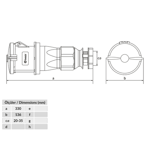 5x125A Uzatma Priz Pilotlu BC1-6505-7312 IP67