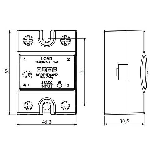 70A 4-32VDC / 50-480VAC Solid State Rle SSRP1DC070