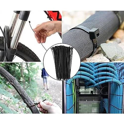250x4,8mm Siyah Renk Standart Kablo Ba - Black Cable Tie - Siyah Renk Plastik Crt Kelepe  - MCT 250 STB