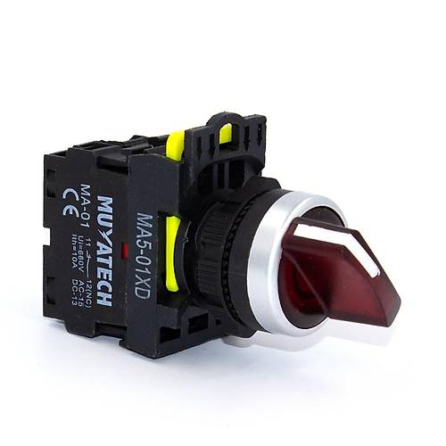 22mm 2 Pozisyonlu (0-1) Krmz Ikl 220V Kalc Mandal Buton-MA5 - 01XD