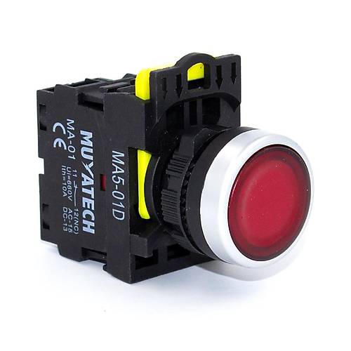 Krmz 220V Ikl Yayl Stop Butonu (1NO Kontakl) - MA5 - 01D