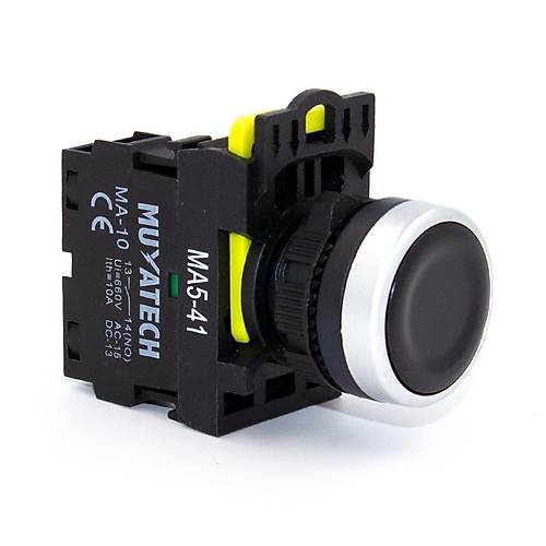 Siyah 22 mm Yayl Start Butonu (1NO Kontakl) - MA5 - 41