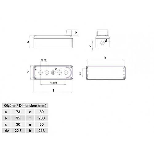 Bemis 5'li Korumal Buton Kutusu 80x230x73  BT4-4071-0007