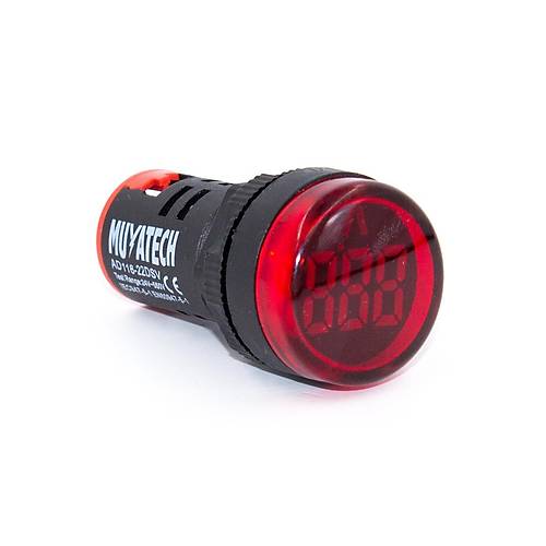 22mm Krmz LED Voltmetre | AC 24-550V Voltaj Gstergesi - M22 DSV - R