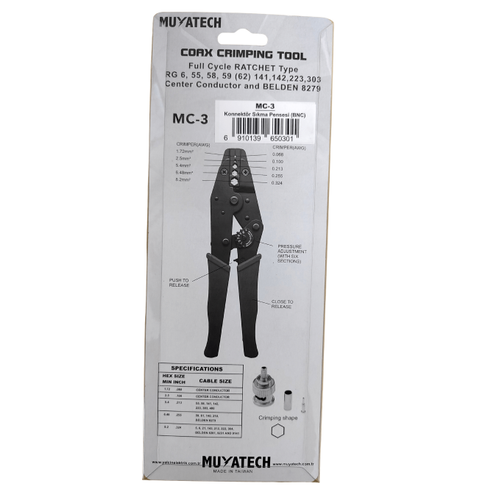 MC-3 (YAC-3)  1,72 - 8,2 mm� Konnekt�r S�kma Pensesi (BNC)
