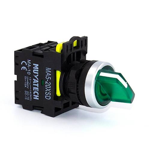 22mm 3 Pozisyonlu (1-0-2) Yeil Ikl 110V Kalc Mandal Buton-MA5 - 20XSD-110