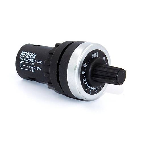 22mm 10k Tek Turlu Potansiyometre (220V AC Uyumlu) -  MLA42DWQ - 10k