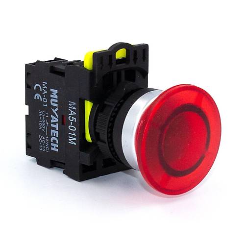 22mm Kayc  Krmz 1NC Acil Stop Mantar Buton - MA5 - 01M