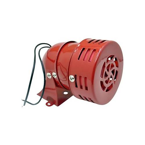 220V Endstriyel Motorlu Siren | 75mm Metal Gvde Krmz | 110-130dB Yksek Sesli kaz Sireni