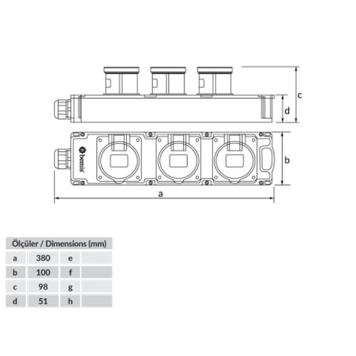 5x32A 380V 3 Adet Grup Priz  BG4-1019-1919