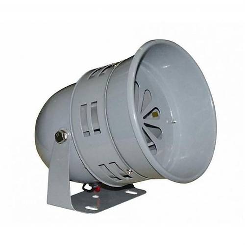 220V Endstriyel Motorlu Siren | 110mm Metal Gvde Gri | 110-130dB Yksek Sesli kaz Sireni