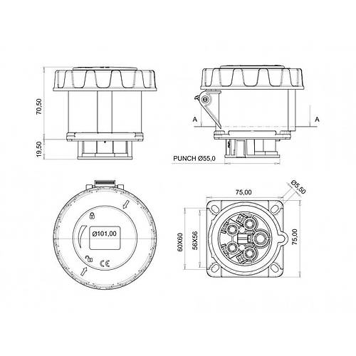 Bemis 4/32A. Makine Priz (83x90) BC1-3504-7413