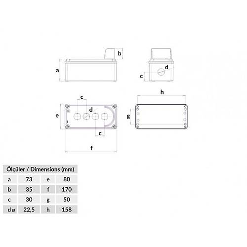Bemis 4l Korumal Buton Kutusu 80x170x73  BT4-3071-0017