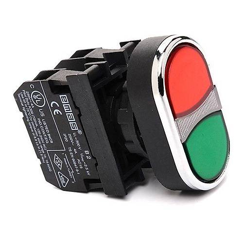 22mm Yayl Start/Stop kiz Buton (Krmz+Yeil) B102K20KY