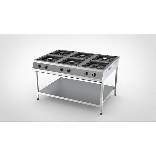 Meta Krom Taban Rafl� Ocak 6'Yan��l� - Lpg/Do�algaz - (CE) 150X100X85 Cm