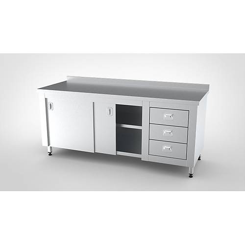 �ALI�MA TEZGAHI �EKMECEL� DOLAPLI 140X60X85 - (304-18/10 Paslanmaz �elik)