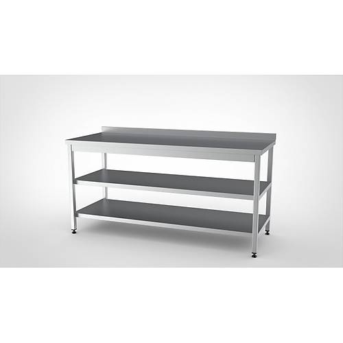 �AL�IMA TEZGAHI ALT TABLALI VE ARARAFLI 180X60X85 - (304-18/10 Paslanmaz �elik)