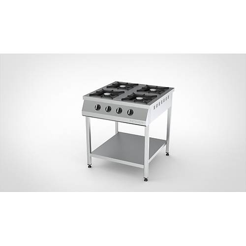Meta Krom Taban Rafl� Ocak 4 Yan��l� - Lpg/Do�algaz - (CE) 80x80x85 Cm
