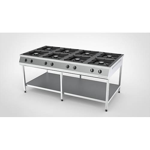 Meta Krom Taban Rafl� Ocak 6 Yan��l� - Lpg/Do�algaz - (CE) 200x100x85 Cm