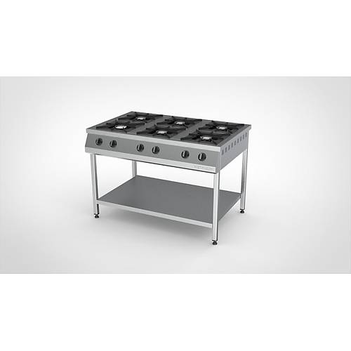 Meta Krom Taban Rafl� Ocak 6'Yan��l� - Lpg/Do�algaz - (CE) 130x80x85 Cm