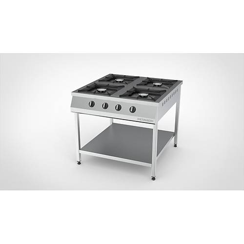 Meta Krom Taban Rafl� Ocak 4 Yan��l� - Lpg/Do�algaz - (CE) 100X100X85 Cm