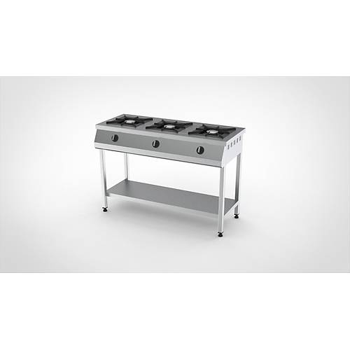 Meta Krom Taban Rafl� Ocak 3'Yan��l� - Lpg/Do�algaz - (CE) 130X50X85 Cm