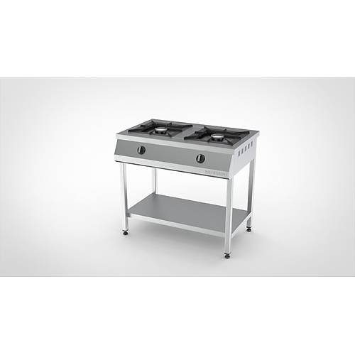 Meta Krom Taban Rafl� Ocak 2 Yan��l� - Lpg/Do�algaz - (CE) 100X60X85 Cm