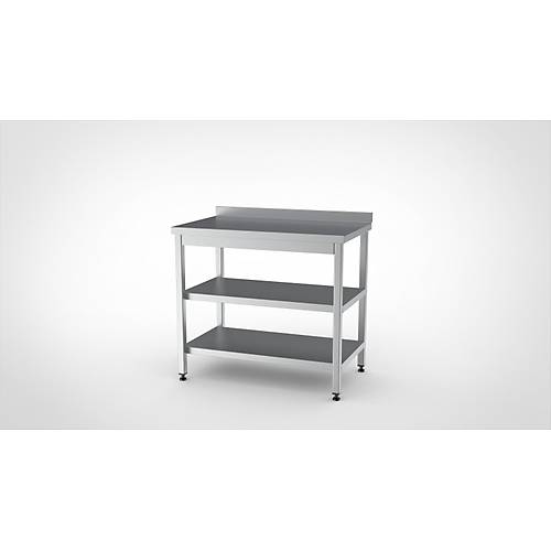 �ALI�MA TEZGAHI ALT TABLALI VE ARARAFLI 90X60X85 - (304-18/10 Paslanmaz �elik)