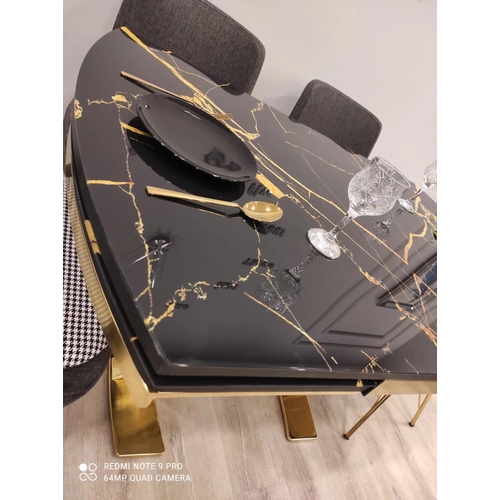 A��l�r Yemek Masas� - Sela Gold Mermer Desen  Mutfak Masa Sandalye Tak�m�