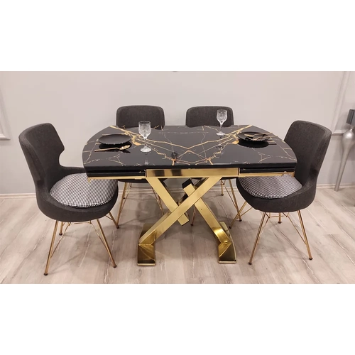 A��l�r Yemek Masas� - Sela Gold Mermer Desen  Mutfak Masa Sandalye Tak�m�