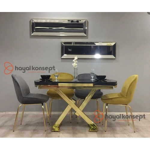 Deniz Kabu�u Model Gold Ayakl� A��l�r Mutfak Masa Sandalye Tak�m�