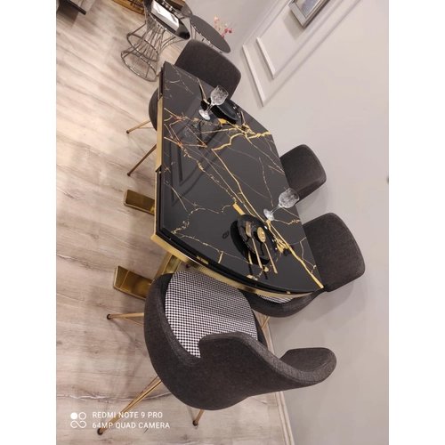 A��l�r Yemek Masas� - Sela Gold Mermer Desen  Mutfak Masa Sandalye Tak�m�