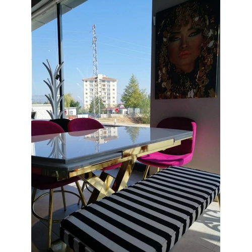 A��l�r Yemek Masas� - Midye Gold Mutfak Masa Sandalye Tak�m�