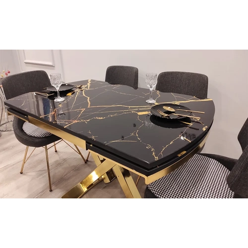 A��l�r Yemek Masas� - Sela Gold Mermer Desen  Mutfak Masa Sandalye Tak�m�