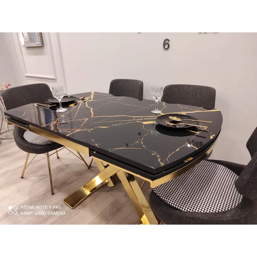 A��l�r Yemek Masas� - Sela Gold Mermer Desen  Mutfak Masa Sandalye Tak�m�