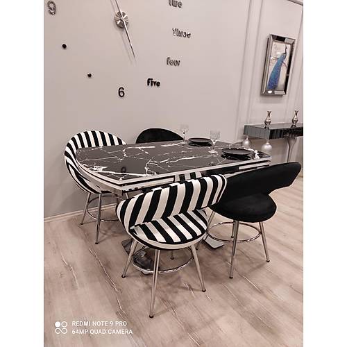 Alr Yemek Masas - Lidya Zebra Mutfak Masa Sandalye Takm