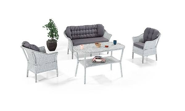 Zegna Gri Bahe Masa Sandalye Takm